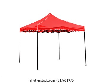 Pop Up Gazebo, Red Rain Tent On White Background,Work With Clipping Path.