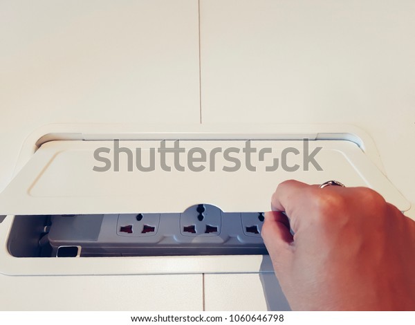 Pop Outlet Socket Hand Electrical Power Stock Photo Edit Now