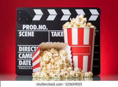 Popcorn Boxes Clapper Board On Red Stock Photo 523659055 | Shutterstock