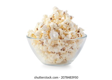 Popcorn in glass cup isolated on white - Shutterstock ID 2078483950