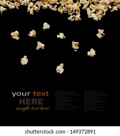 popcorn isolated on black background
