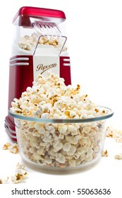 Popcorn Machine With Popcorn Over White Background