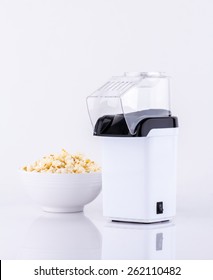 Popcorn Making Machine With Popcorn Isolated On White Background