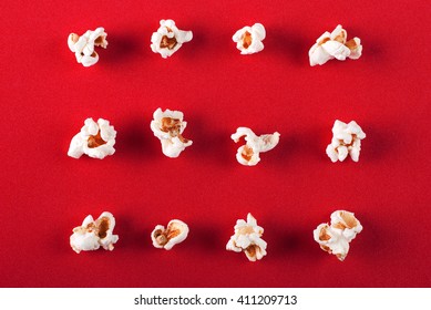 popcorn on a red background