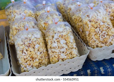 Popcorn Packed In Plastic Bags For Sale.