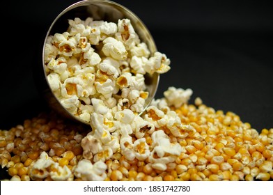 Popcorn Poured Out Of A Bowl