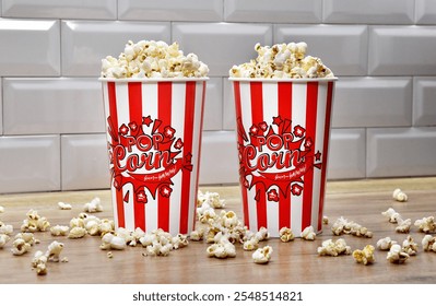 Popcorn in a striped box - Powered by Shutterstock