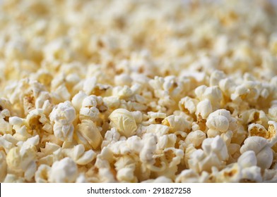 Popcorn Texture Background. Salted Popcorn Grains. Text Space