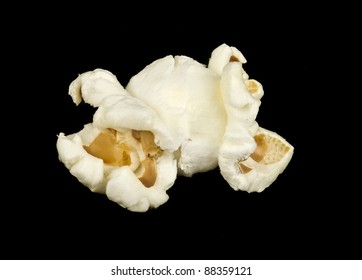 Popped Popcorn Isolated  On Black