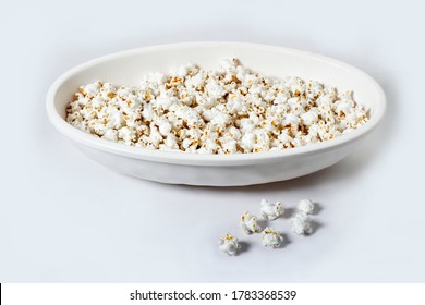 Popped Sorghum/ Jowar Pops In White Bowl On White Background 