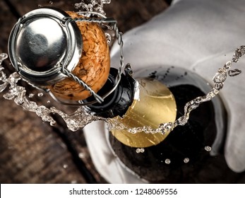 Popping Champagne Bottle, Top View