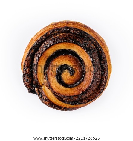 Poppy seed danish pastry roll top view 商業照片 © 