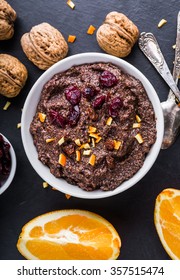 Poppy Seed Mass With Raisins, Cranberries, Orange Peel In Bowl