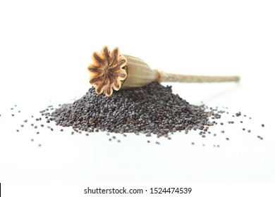 Poppy Seeds Isolated On White
