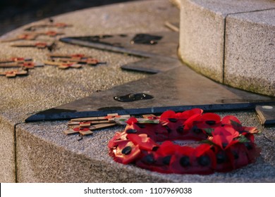 Poppy Wreath At War Memorial.