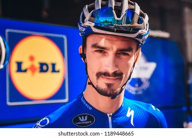 POPRAD, SLOVAKIA, SEPTEMBER 12, 2018:  French Professional Cyclist Julian Alaphilippe Portrait