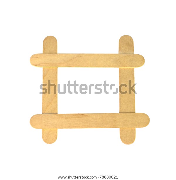 Popsicle Sticks Arranged Frame Formation Isolated Stock Image