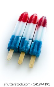 Popsicles With Red, White, And Blue Colors.