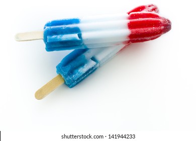 Popsicles With Red, White, And Blue Colors.