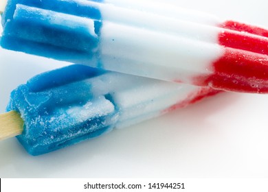 Popsicles With Red, White, And Blue Colors.