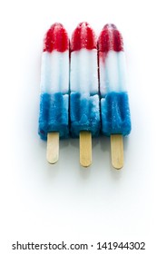 Popsicles With Red, White, And Blue Colors.