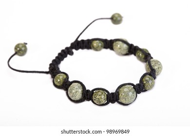 Popular Buddhist bracelet shamballa on a white background.