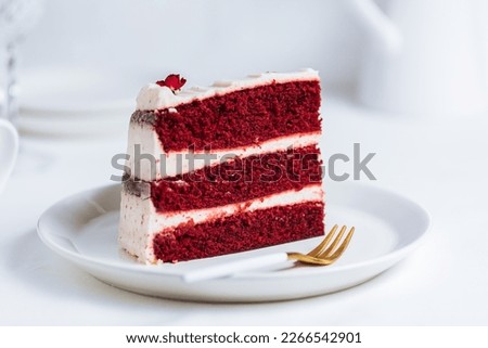 Popular dessert called Red Velvet cake. It is served in many special occasions like International Woman's day or Valentine's day. Great layered cake with special cocoa and cream cheese between