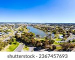 The popular leisure spot of Lake Weeroona on a warm spring evening in north Bendigo, Victoria, Australia