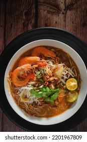 Popular Malaysia Dish From Kuching, The Sarawak Laksa A Spicy Noodle Soup Type Hawker Food