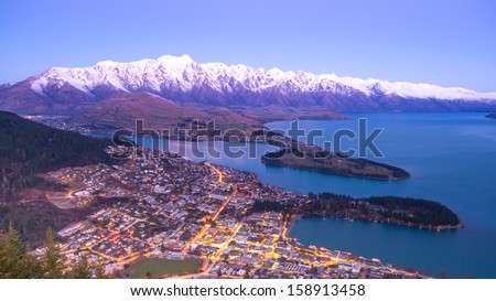 Popular spectacular view of Queenstown in New Zealand 