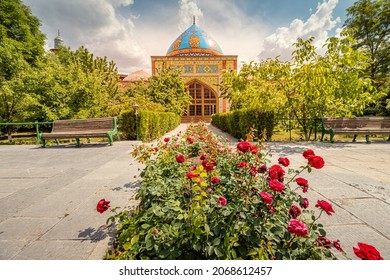 A popular tourist attraction in Yerevan is the Blue Persian Mosque in an atmospheric garden with roses - Powered by Shutterstock