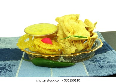 Popular  Traditional Gujarati Indian Snack Fafda Jalebi
