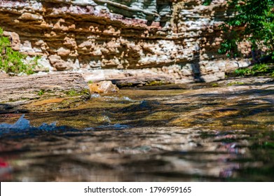 Popular Trail In Spearfish Canyon With Rock Shoots And Water Slides