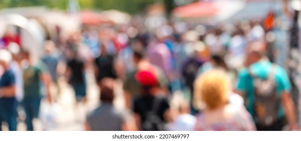 Population Explosion Concept, Blur Crowd Of People On The Street Out Of Focus