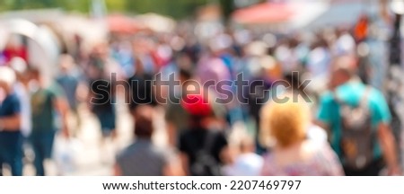 Population explosion concept, blur crowd of people on the street out of focus