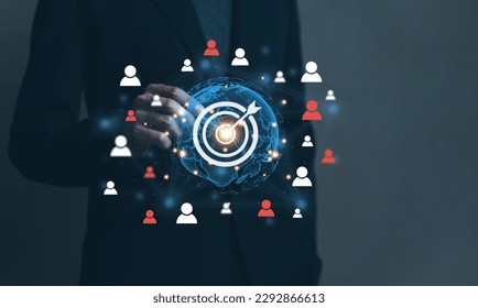 Population sampling for business research, concept. marketing goals, customer care services, customer relationship management (CRM), market segmentation, big data discovery, access personal data. - Shutterstock ID 2292866613