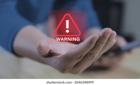 Popup alert on a digital screen, warning of malware or phishing attacks. Represents real-time cybersecurity risk and online safety awareness.