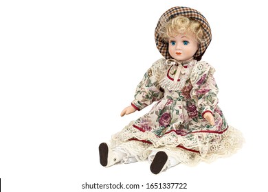 Porcelain doll,  isolated on white background
