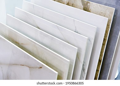 Porcelain stoneware tiles in a store - Shutterstock ID 1950866305