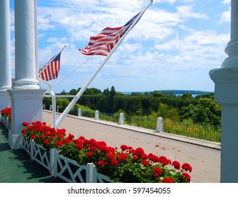 Porch Of The Grand Hotel, Mackinaw Island, Michigan