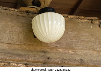 Porch Light Is Installed At The Top Of The Entrance Of Japanese House.