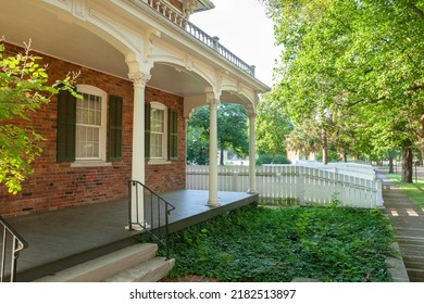 Porch Of An Old Home In The Lincoln Home National Historic Site In Springfield Illinois At Sunrise