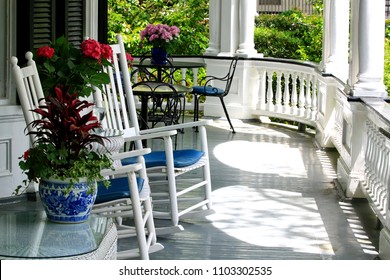 Porch With Rocking Chairs In Charleston 