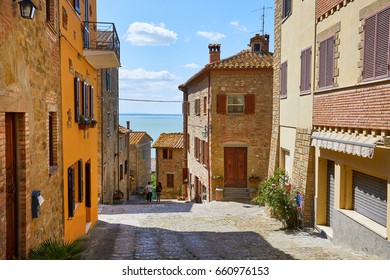 Porch in small town in Italy in sunny day, Umbria - Powered by Shutterstock