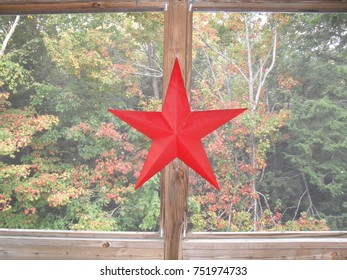 Porch with Star and fall foliage