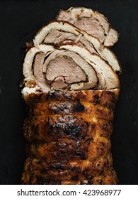 Porchetta. Italian Pork Roast. Selective Focus.