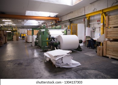 PORDENONE, ITALY - March 3, 2017 - Italian Paper Mill That Produces Fine And Technical Papers Suit Every Printing Technique And Conversion - Continuous Machine.