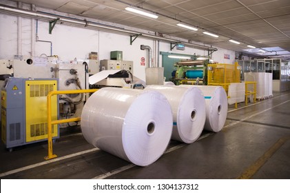 PORDENONE, ITALY - March 3, 2017 - Italian Paper Mill That Produces Fine And Technical Papers Suit Every Printing Technique And Conversion - Finishin Line.