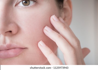 pores on the skin of the face. Cleansing the face skin - Shutterstock ID 1125973943