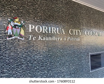 Porirua, Wellington / New Zealand - June 22 2020: Porirua City Council Entrance Sign 